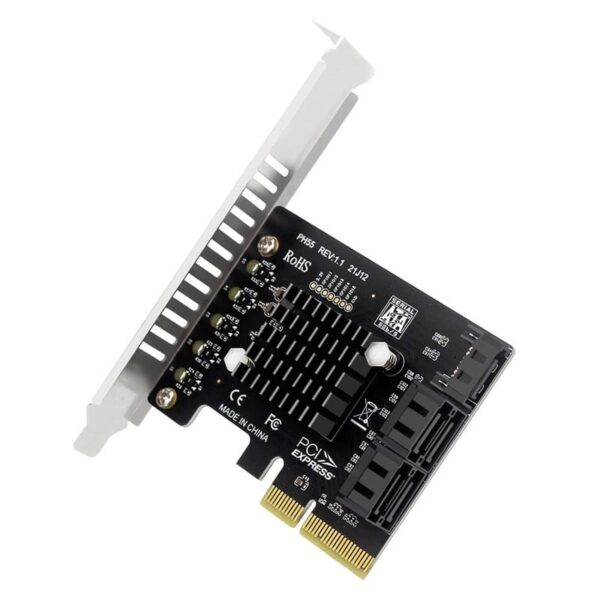 NasBoost CP5S PCIe to SATA 3.0 expansion card with JMB585 chipset and 5 SATA ports for NAS storage upgrade