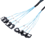 NasBoost LS4 SATA Cable | 4x SATA 3.0 Ports | 6Gbps | 50cm | Right-Angle Female Extension Cable