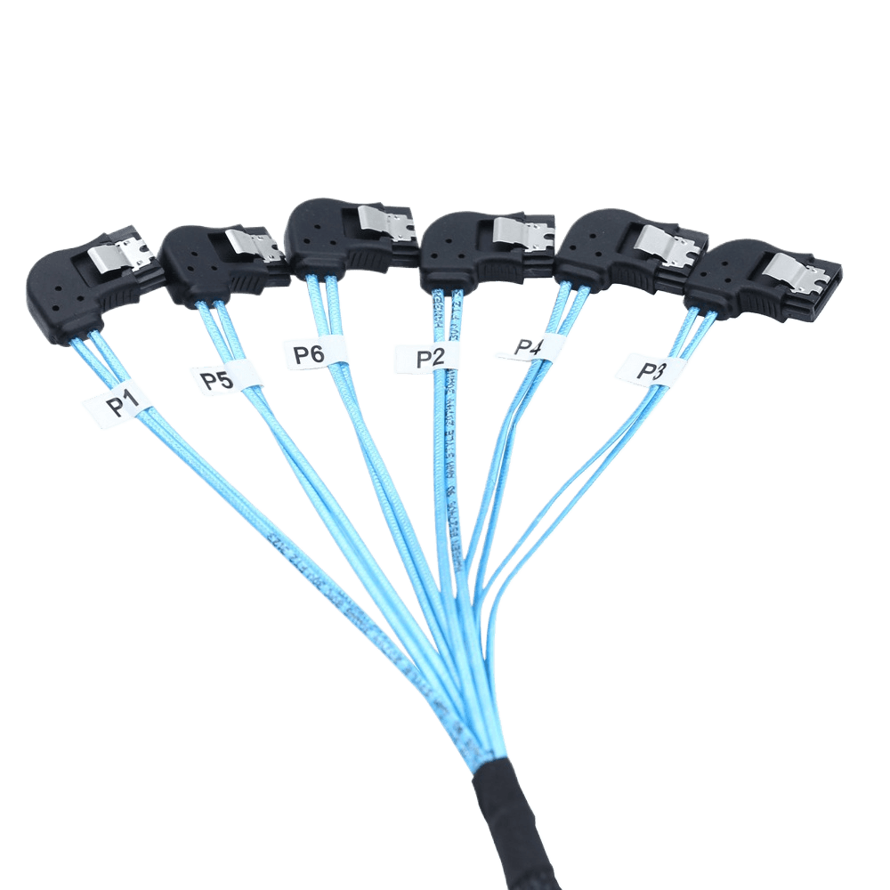 NasBoost LS6 SATA Cable | 6x SATA 3.0 Ports | 6Gbps | 50cm | Right-Angle Female Extension Cable - Image 2