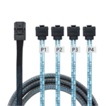NasBoost M8S4 SATA Cable | SFF-8643 to 4x SATA 3.0 Ports | 6Gbps | 50cm | Mini SAS HD Breakout Cable