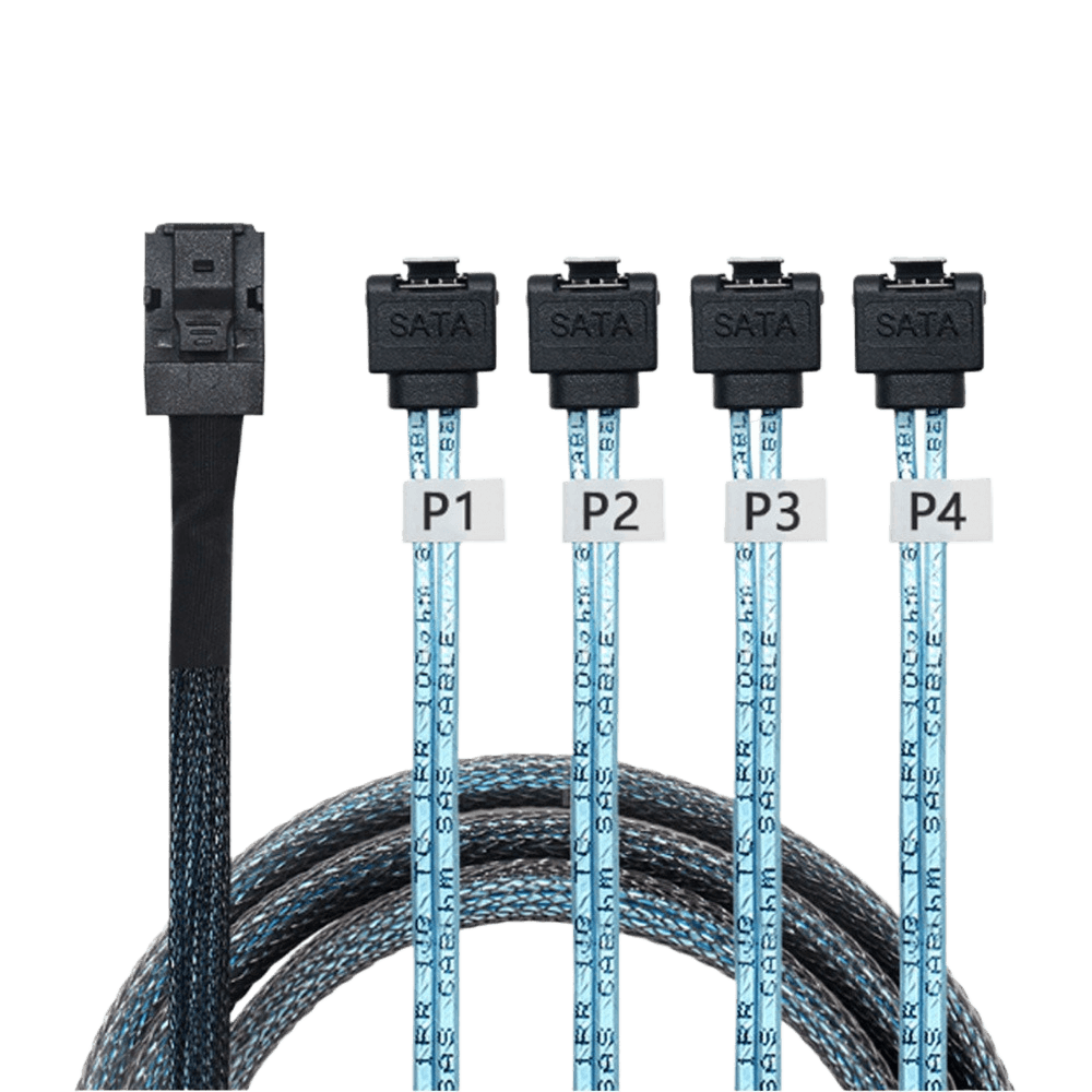 NasBoost M8S4 SATA Cable | SFF-8643 to 4x SATA 3.0 Ports | 6Gbps | 50cm | Mini SAS HD Breakout Cable