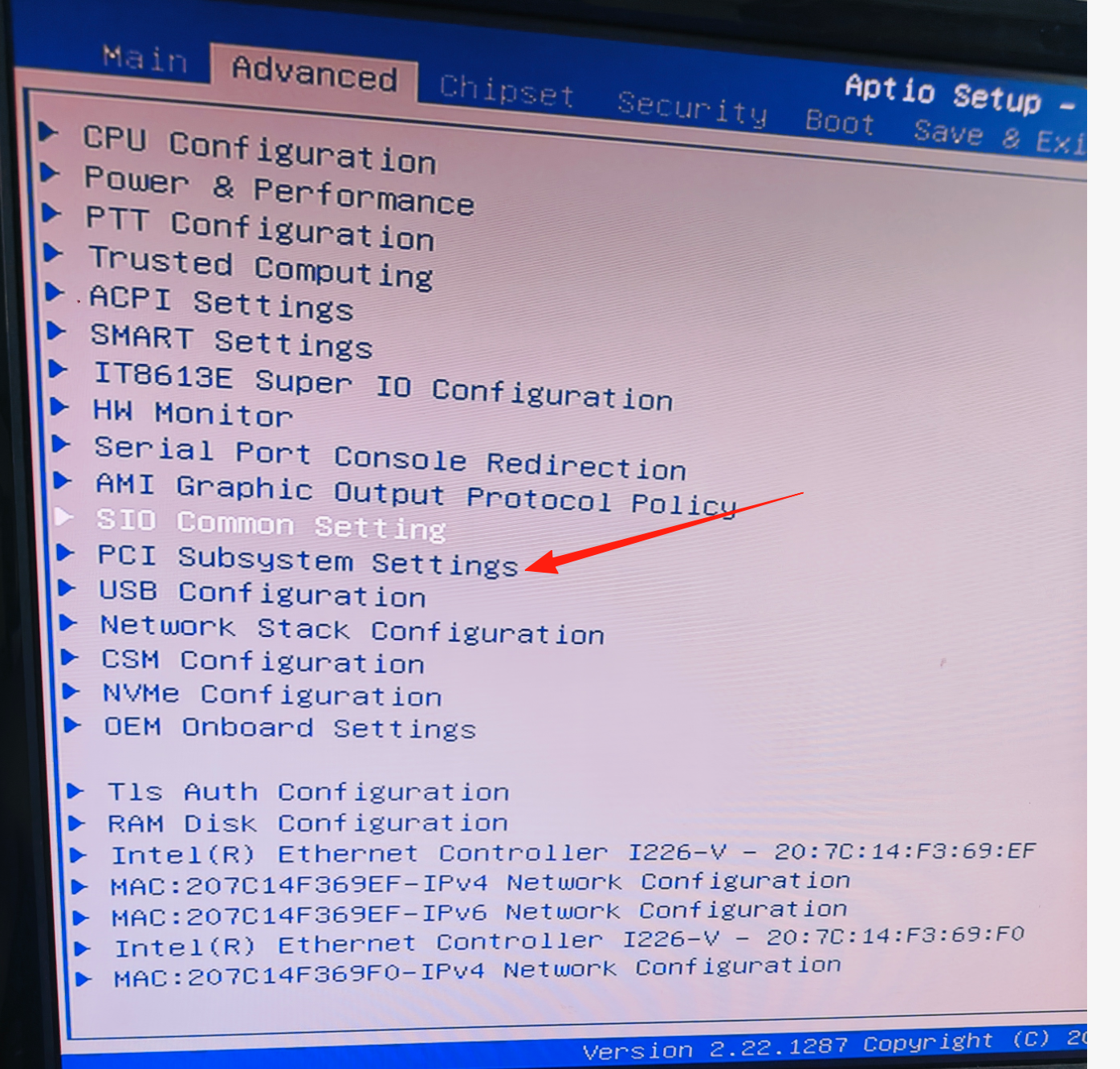 Configuración ACPI